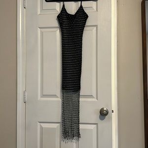 Hot & delicious mini dress with rhinestone overlay